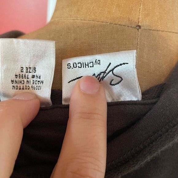 CHICO’S SPA | brown lightweight tattered hem jacket size 2 or M - Picture 6 of 6